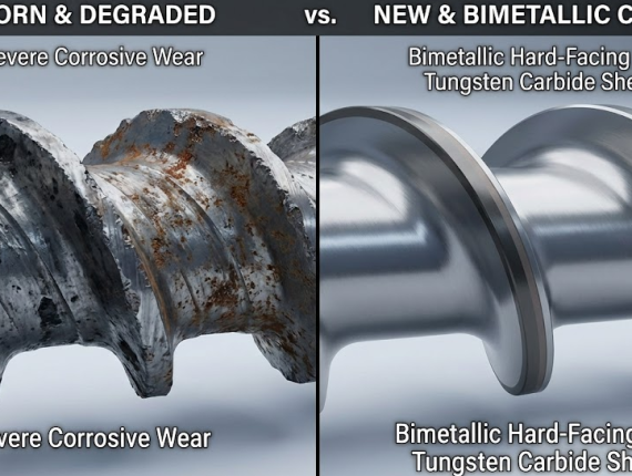 Comparison of New Extruder Screw and Worn Screw