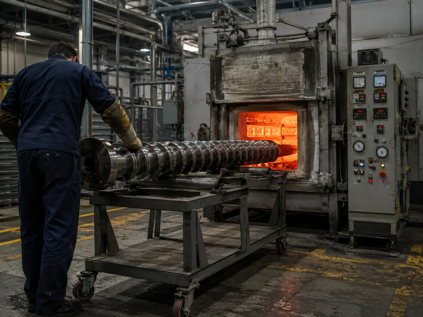 Gas nitriding furnace for extruder barrels